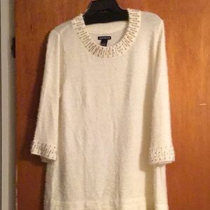 White beaded sweater